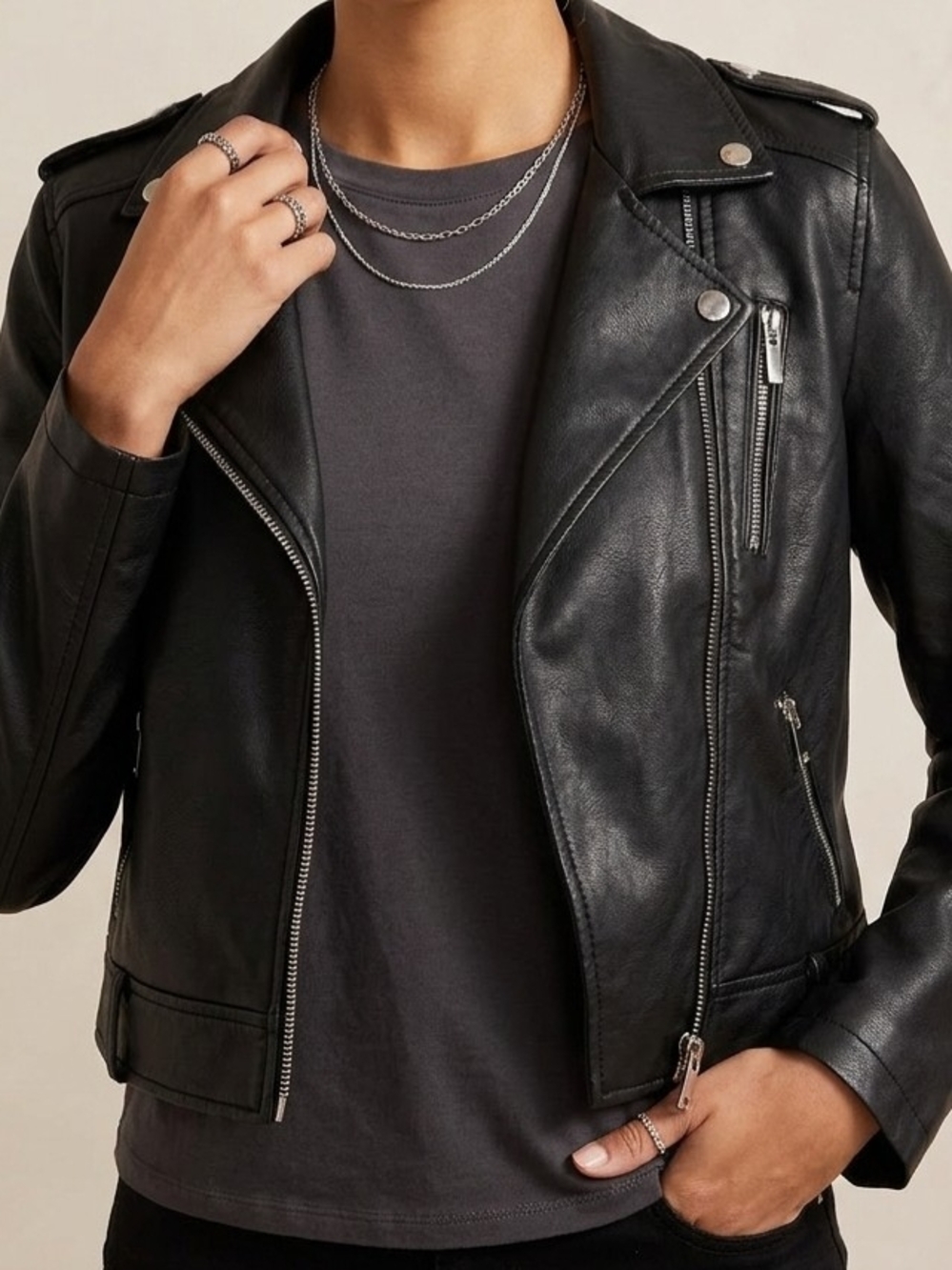 EUC Guess Moto Faux Leather Jacket - Black Size M